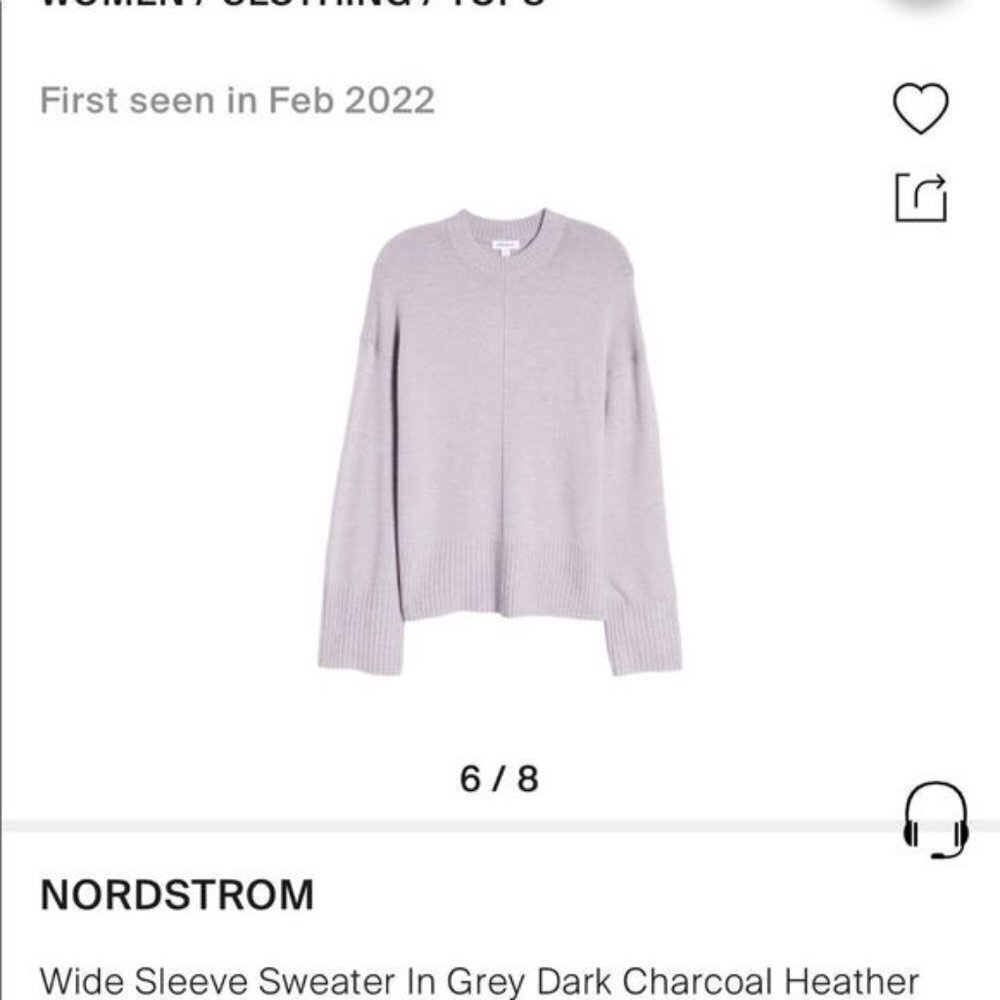 Nwot Nordstrom wide sleeve sweater in grey dark Heather fall winter warm soft - Picture 3 of 12